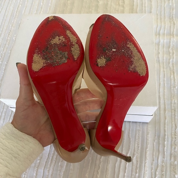 Christian Louboutin Mariacar Nude Mesh Leather Platform Heels Size 38.5 - Picture 11 of 17